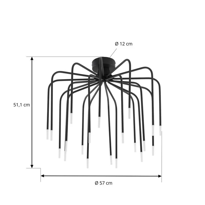 B-Ware Lucande Deckenlampe Ariadne LED Leuchte dimmbar schwarz Ø57cm 20-flg 3000K