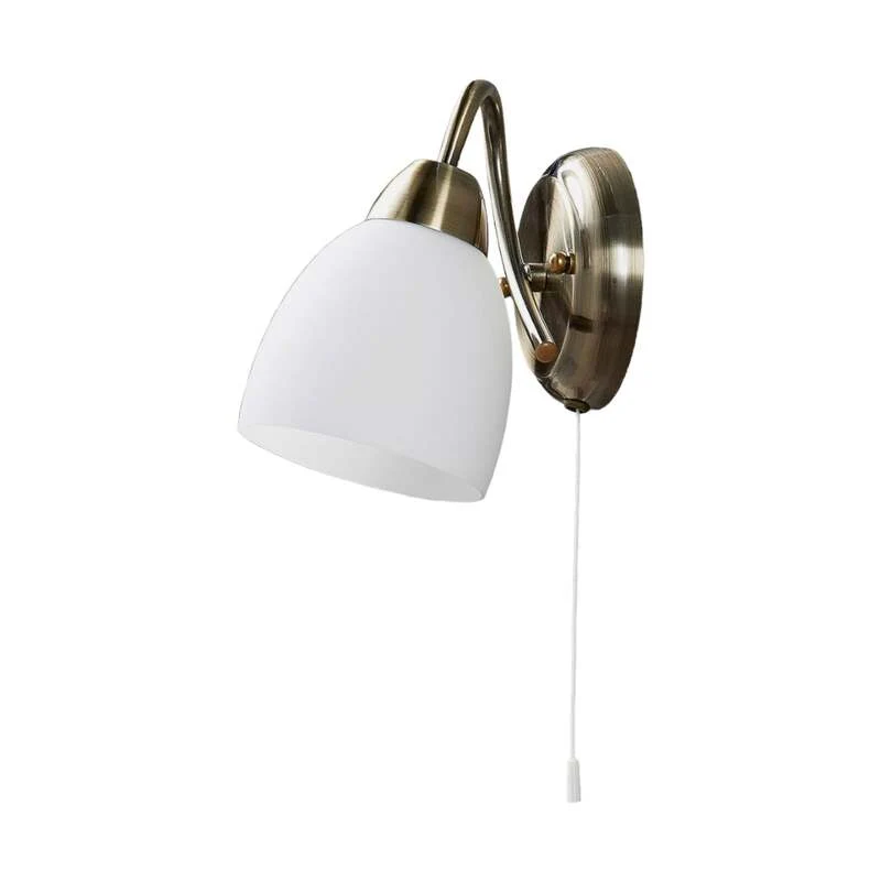 B-Ware Lindby Wandleuchte Mael LED Wandlampe altmessing Zugschalter 20cm Höhe 14cm