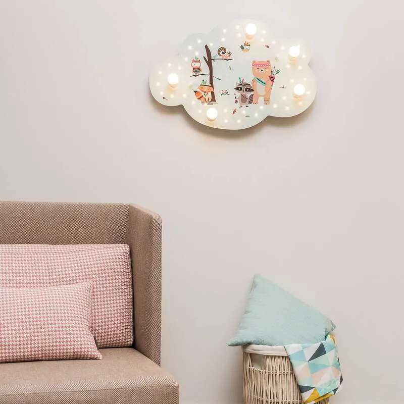 B-Ware ELOBRA Deckenleuchte Lampe Little Indians LED Wolke mintgrün 75x50cm Holz