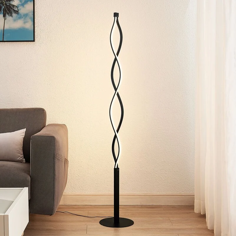 B-Ware Lindby Welina LED-Stehleuchte Standlampe Stehlampe Standleuchte gedreht schw256