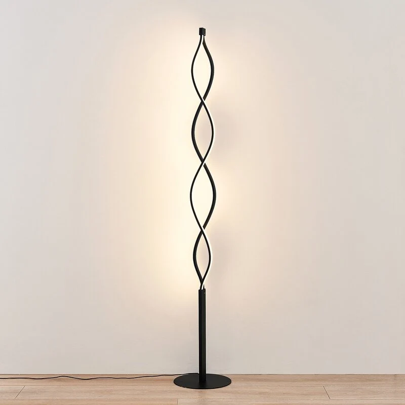 B-Ware Lindby Welina LED-Stehleuchte Standlampe Stehlampe Standleuchte gedreht schw256