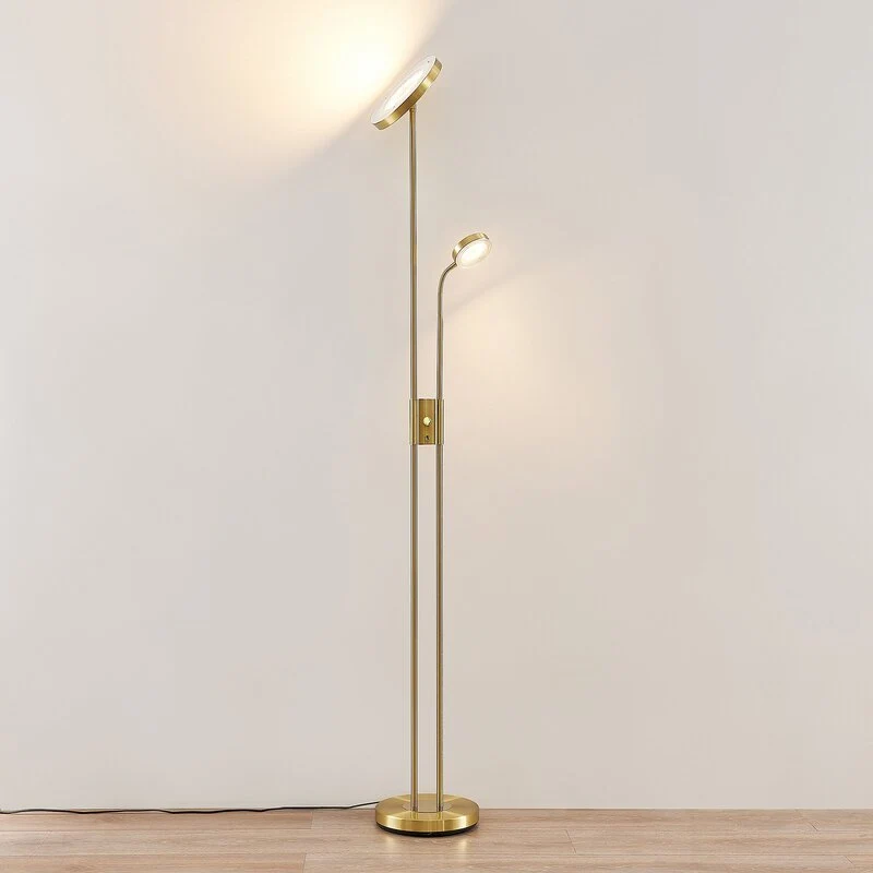 B-Ware Lindby Stehleuchte Stehlampe LED Seppa Messing Metall Leselampe Deckenfluter