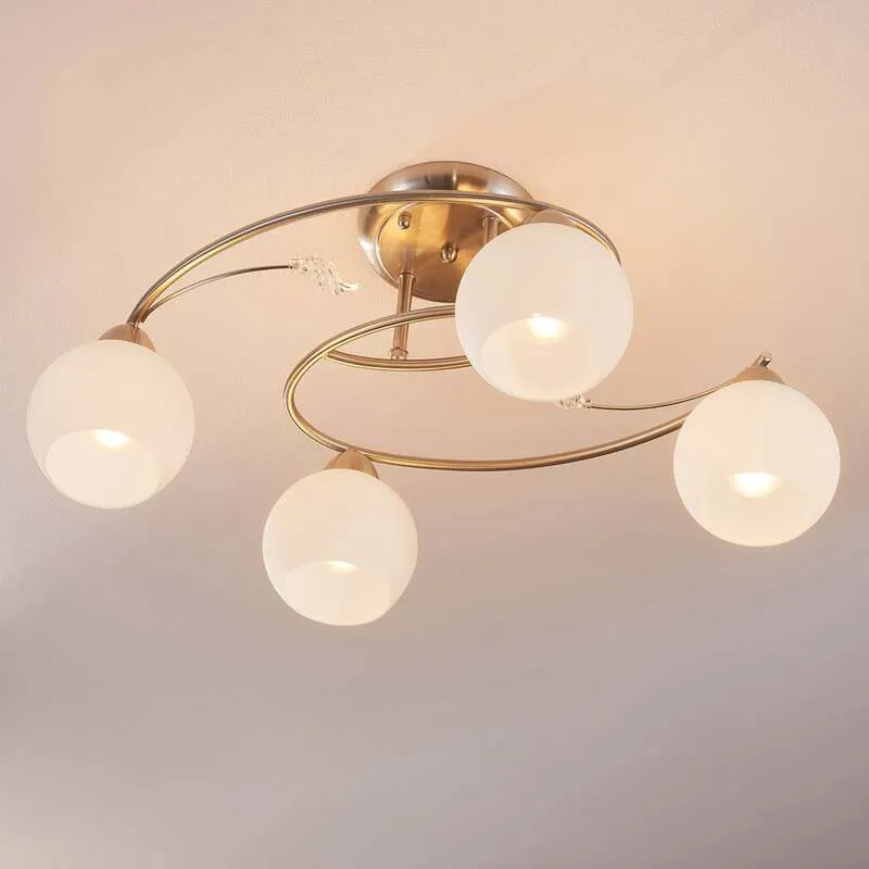 B-Ware Lindby Deckenleuchte Svean LED Lampe 4-flammig dimmbar weiß nickel 42,5cm
