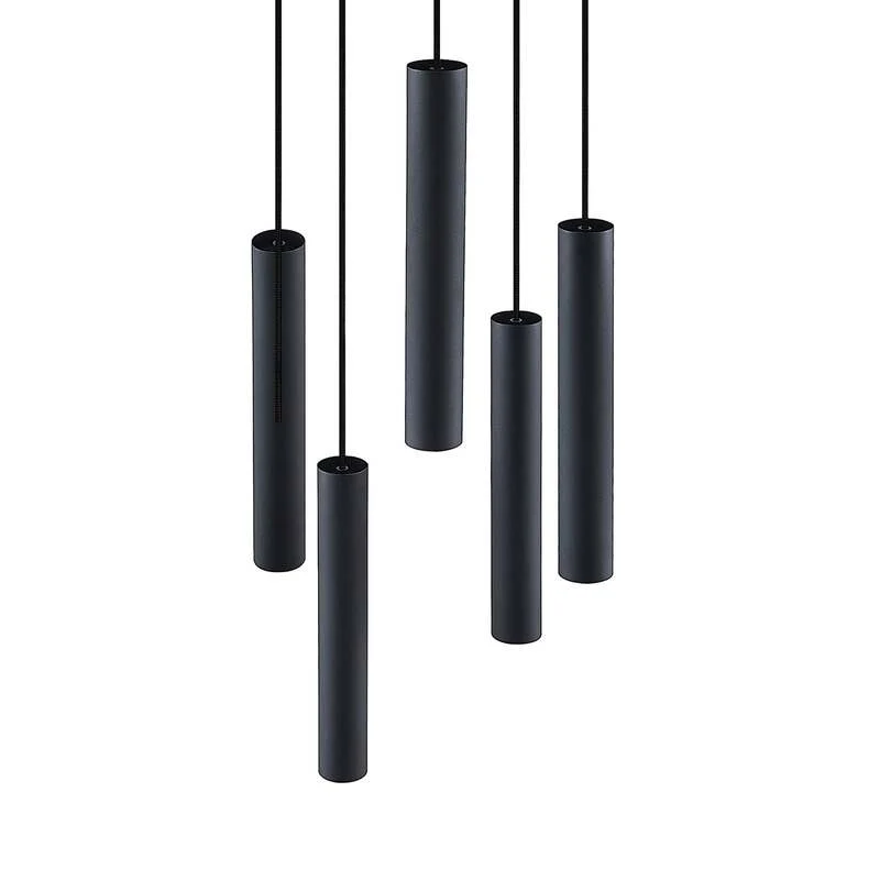 B-Ware Lindby Hängeleuchte Sanad LED Pendelleuchte Lampe dimmbar schwarz 5-flg Ø40cm