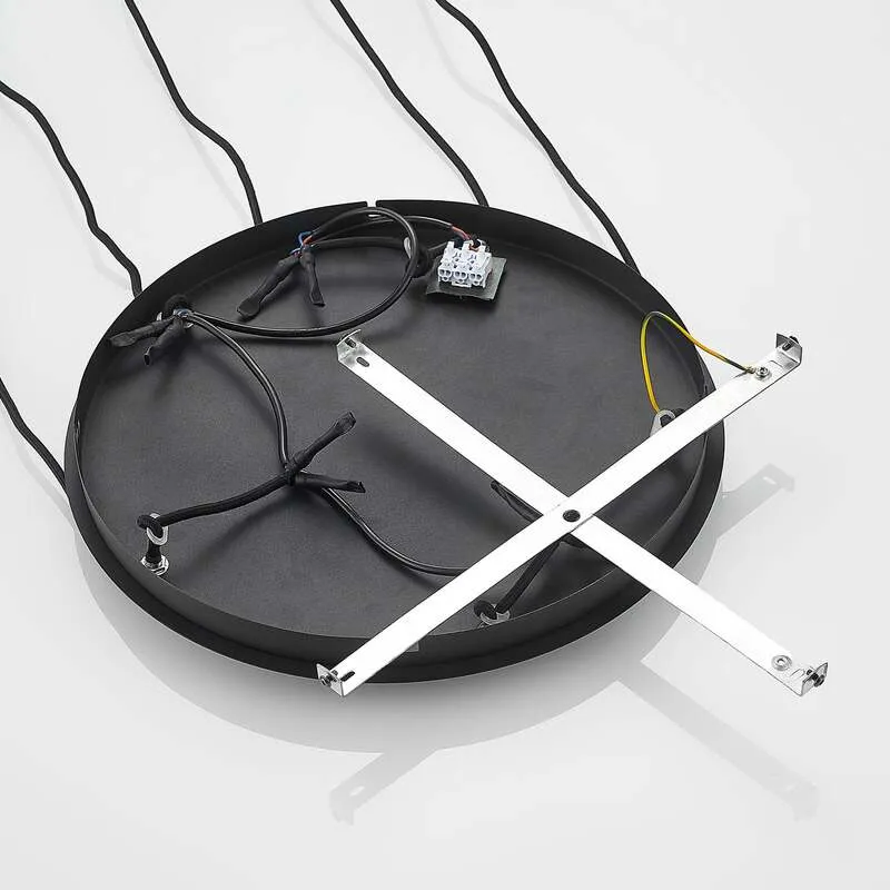 B-Ware Lindby Hängeleuchte Sanad LED Pendelleuchte Lampe dimmbar schwarz 5-flg Ø40cm