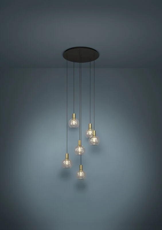 B-Ware LED Pendelleuchte dimmbar Terque Hängelampe 6-flammig schwarz Ø60cm 3060lm