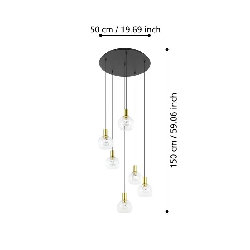 B-Ware LED Pendelleuchte dimmbar Terque Hängelampe 6-flammig schwarz Ø60cm 3060lm