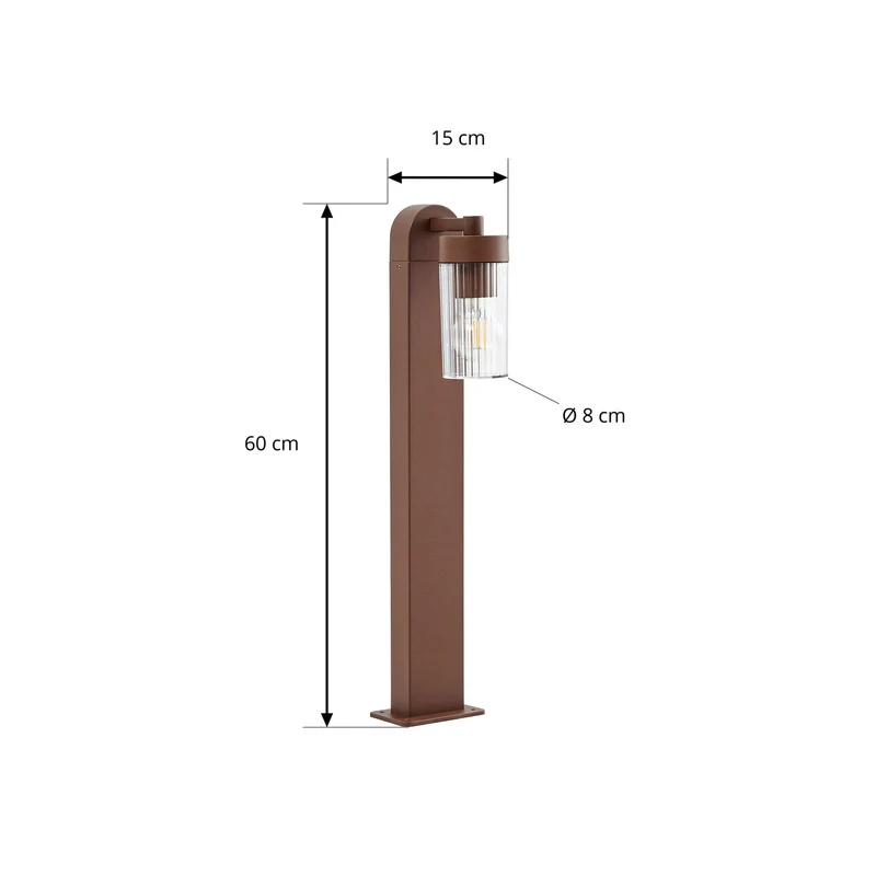 B-Ware Lindby Wegeleuchte Außenlampe Kaliro rostfarben Aluminium E27 LED 60 cm IP54