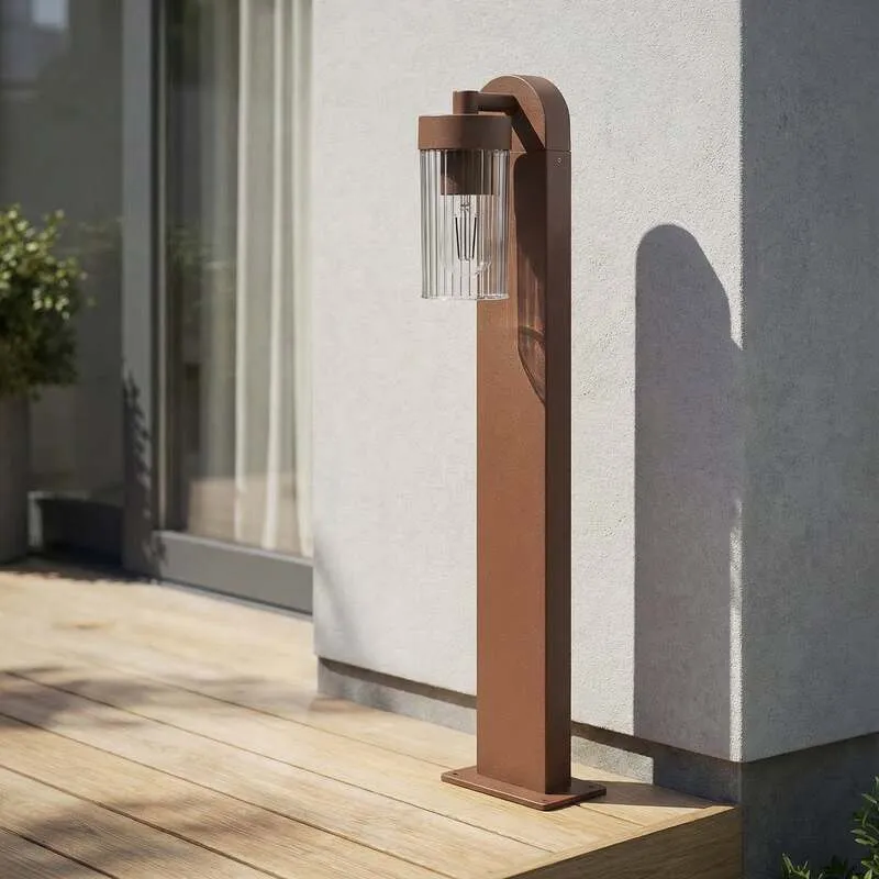 B-Ware Lindby Wegeleuchte Außenlampe Kaliro rostfarben Aluminium E27 LED 60 cm IP54