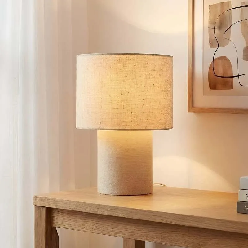 B-Ware Lindby Tischleuchte Elfie LED Lampe Leuchte beige Textil E27 Ø23cm Höhe 30cm