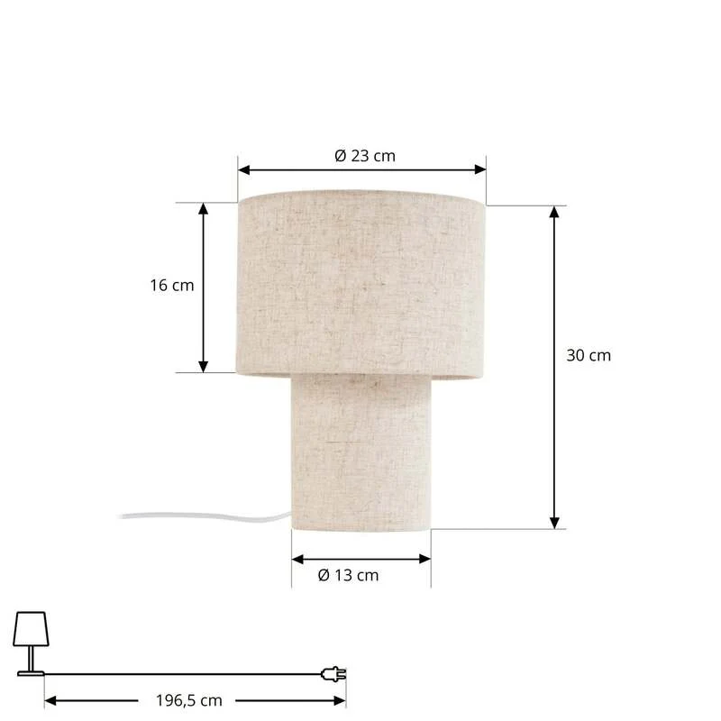 B-Ware Lindby Tischleuchte Elfie LED Lampe Leuchte beige Textil E27 Ø23cm Höhe 30cm