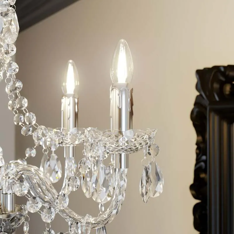 B-Ware Lindby Kronleuchter Hängeleuchte Merida LED 5-flammig dimmbar chrom Ø52cm