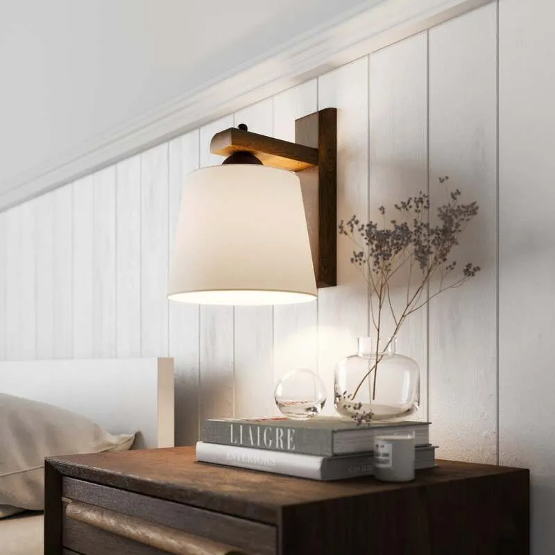B-Ware Lamkur Wandleuchte Sweden LED Wandlampe Holzgestell dimmbar nussbaum weiß