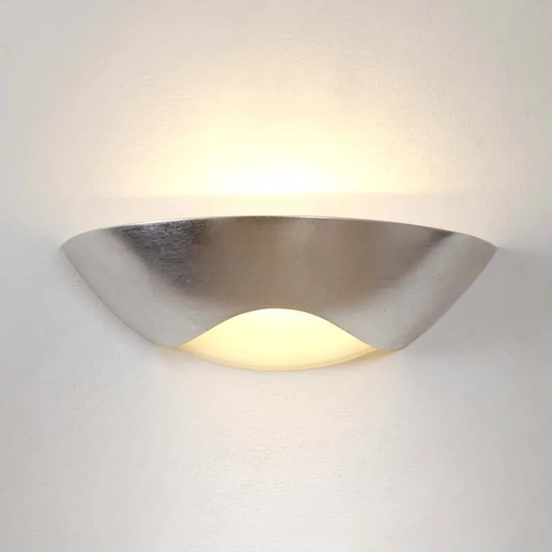 B-Ware Holländer Wandleuchte Matteo Curve LED Lampe dimmbar blattsilber weiß 36,5x10cm