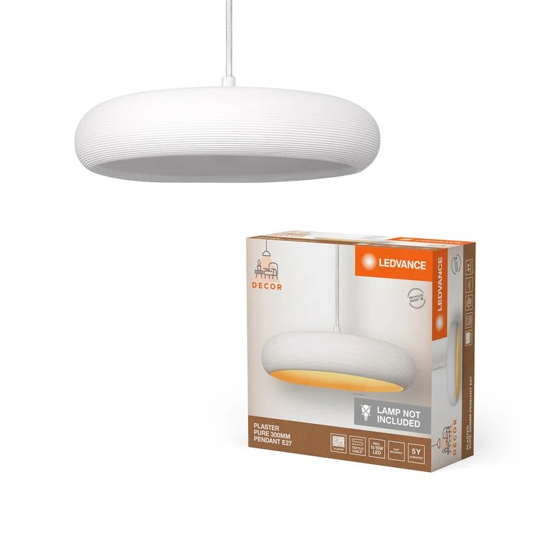 B-Ware LEDVANCE Pendelleuchte Hängelampe Dekor Gips E27 LED Pure Weiß Innenraum Lampe