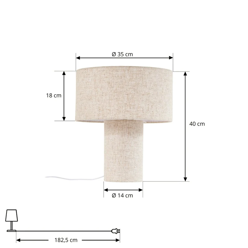 B-Ware Lindby Tischleuchte Tischlampe Elfie Leuchte Beige Leinen Schalter E27 LED Lampe