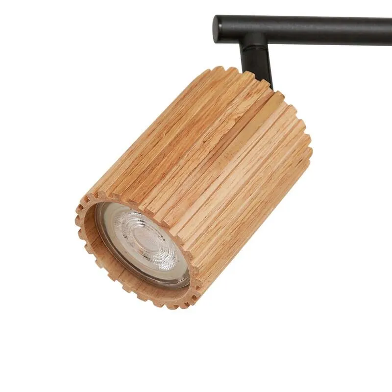 B-Ware Lindby Deckenstrahler Stralino LED 4-flammig dimmbar Holz schwarz 60cm 9cm 18cm