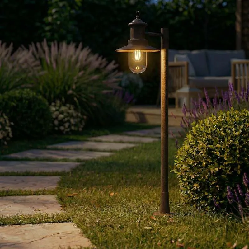 B-Ware Lindby Wegeleuchte Eloretta LED Gartenlampe rost Stahl 110cm IP44 E27 dimmbar