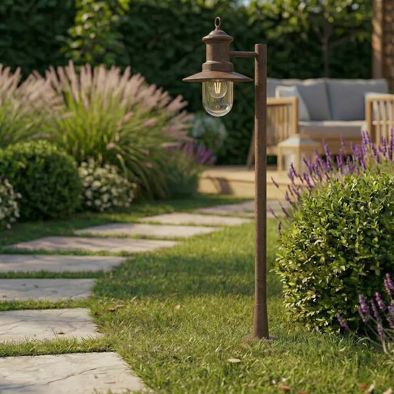 B-Ware Lindby Wegeleuchte Eloretta LED Gartenlampe rost Stahl 110cm IP44 E27 dimmbar