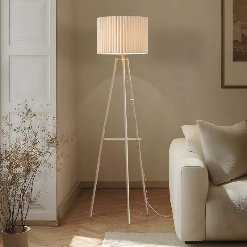 B-Ware Lindby Stehlampe Libbie LED Leuchte Dreibeinlampe cremefarben 155cm Höhe 40cm