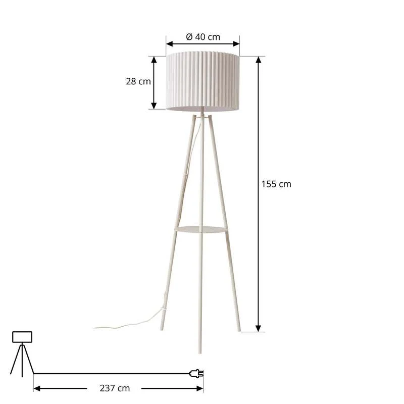 B-Ware Lindby Stehlampe Libbie LED Leuchte Dreibeinlampe cremefarben 155cm Höhe 40cm
