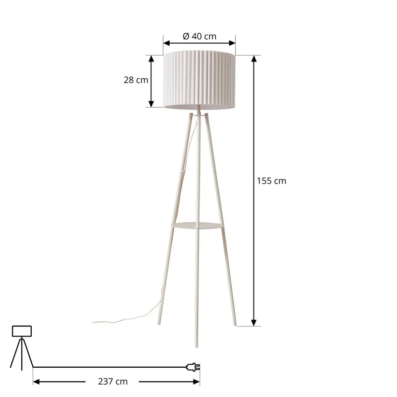 B-Ware Lindby Stehlampe Libbie LED Leuchte Dreibeinlampe cremefarben 155cm Höhe 40cm
