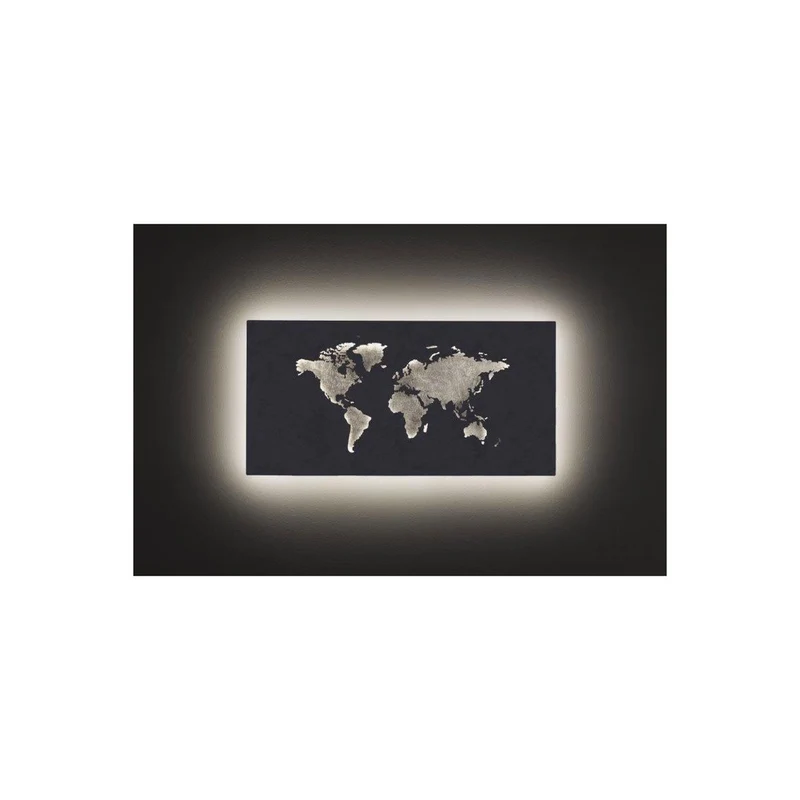 B-Ware WOFI LED Wandlampe LINDA Wandleuchte Weltkarte Wanddekoration Metall silber137