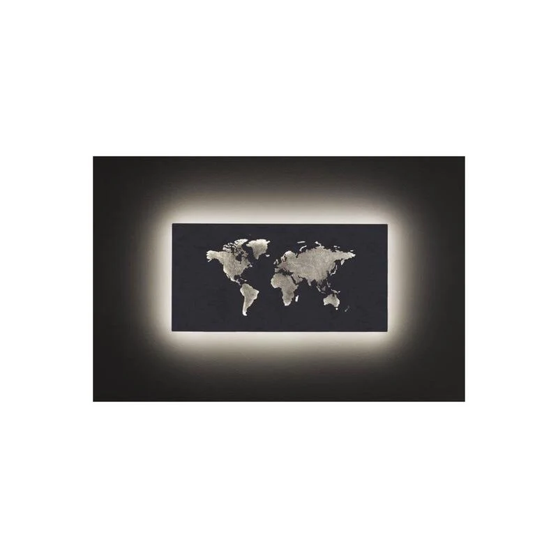 B-Ware WOFI LED Wandlampe LINDA Wandleuchte Weltkarte Wanddekoration Metall silber137