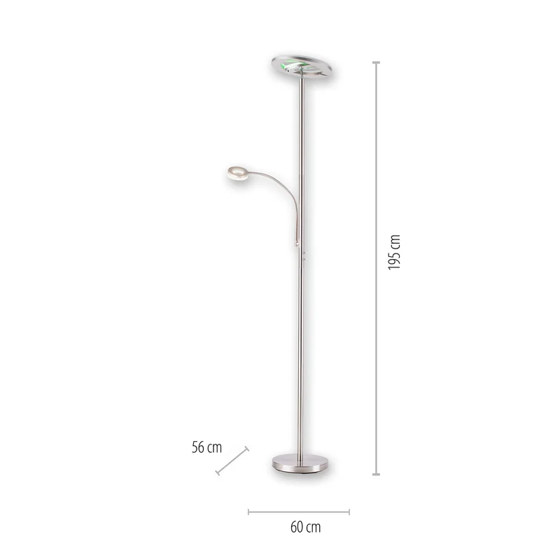 B-Ware LOLA Smart LED-Deckenfluter Rocco dimmbar mit Lesearm Farbwechsel silber 195cm