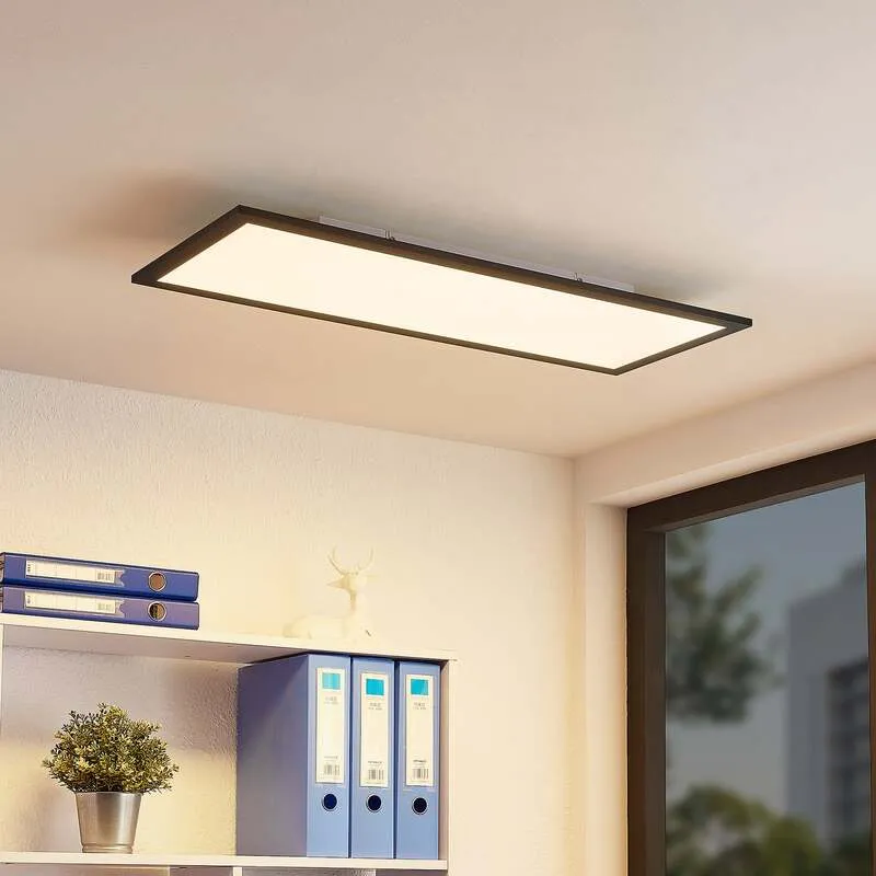 B-Ware Lindby Deckenleuchte Nelios LED Lampe Leuchte dimmbar schwarz 80x30cm 4000K