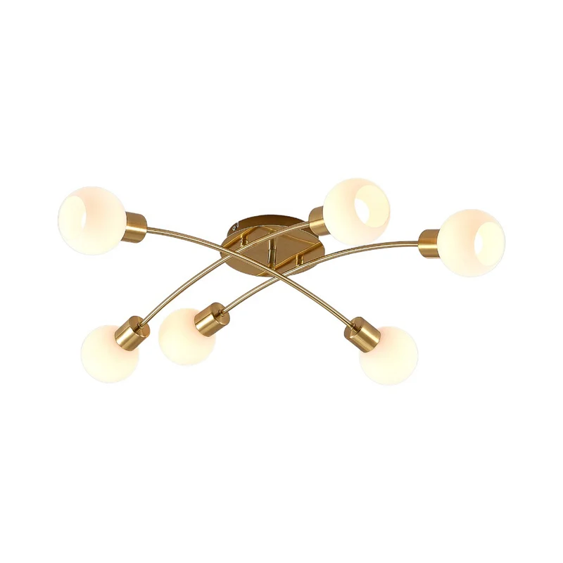 B-Ware Lindby Deckenleuchte Agmar LED Lampe dimmbar 6-flg messingfarben Glas 80x72cm
