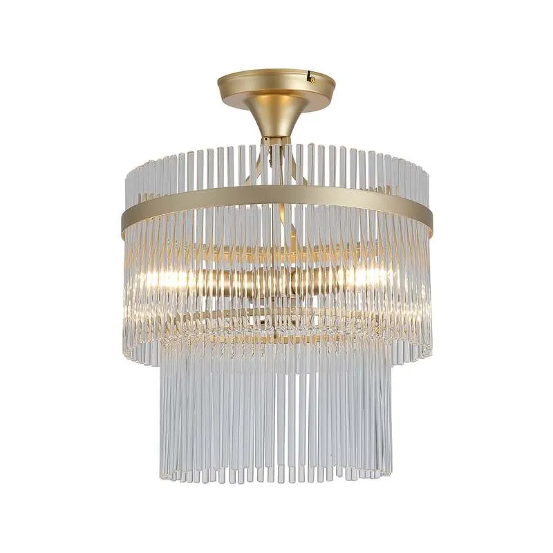 B-Ware Searchlight Deckenlampe Lara LED Hängelampe dimmbar goldfarben klar Ø35cm 41cm