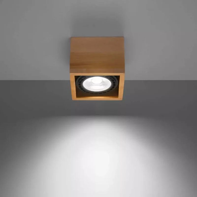 B-Ware Aufbau-Deckenspot Solana Deckenlampe Lampe Leuchte Holz eckig 1flammig GU10 IP20