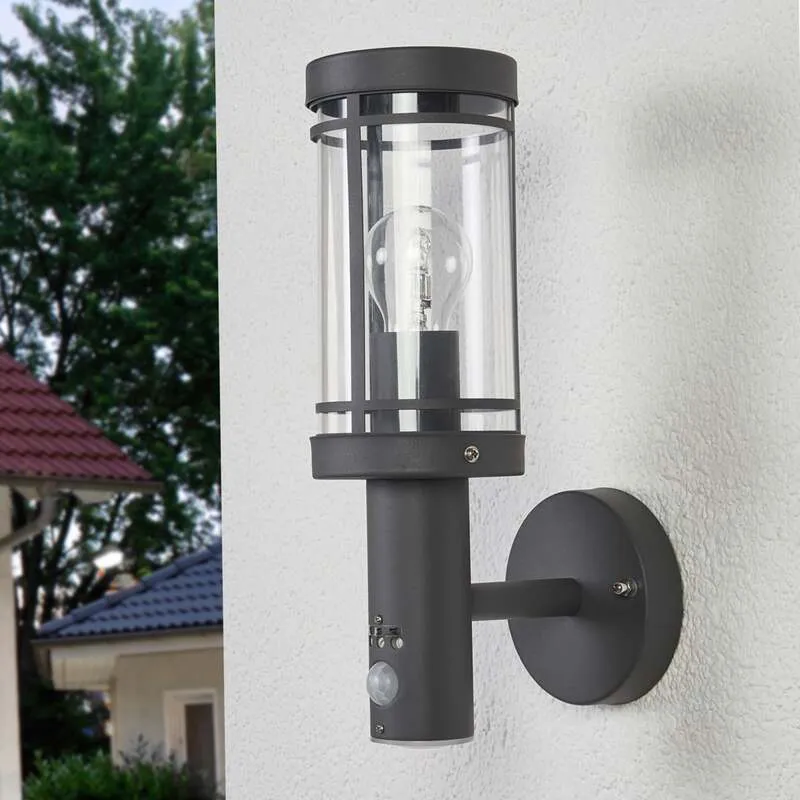 B-Ware Lindby Außenwandleuchte Djori LED Gartenlampe mit Bewegungsmelder anthrazit IP44