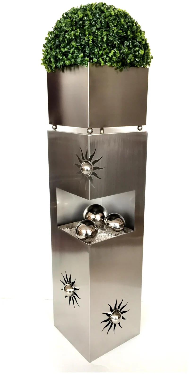 Outdoor Edelstahl Pflanzsäule mit Sonnenmustern 102 cm hoch