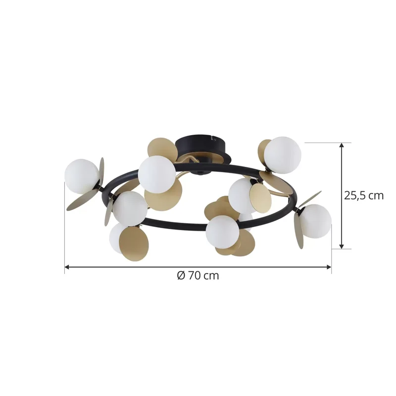 B-Ware Lucande LED-Deckenlampe Pallo Deckenleuchte Deckenlicht 9-flg. schwarz/gold Glas