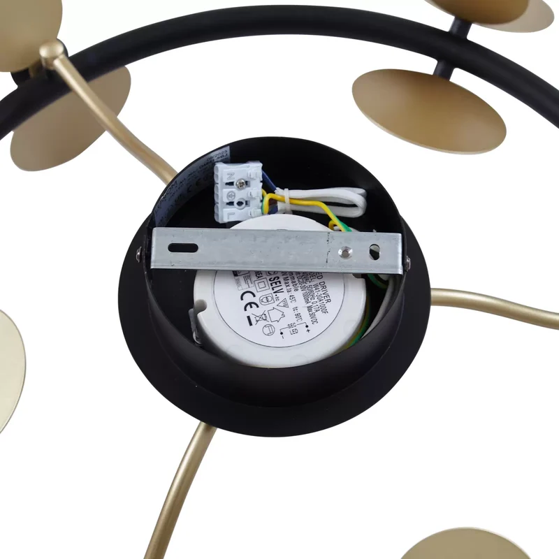 B-Ware Lucande LED-Deckenlampe Pallo Deckenleuchte Deckenlicht 9-flg. schwarz/gold Glas