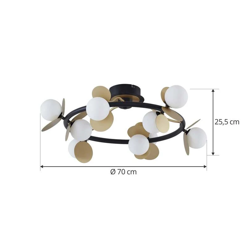 B-Ware Lucande LED-Deckenlampe Pallo Deckenleuchte Deckenlicht 9-flg. schwarz/gold Glas