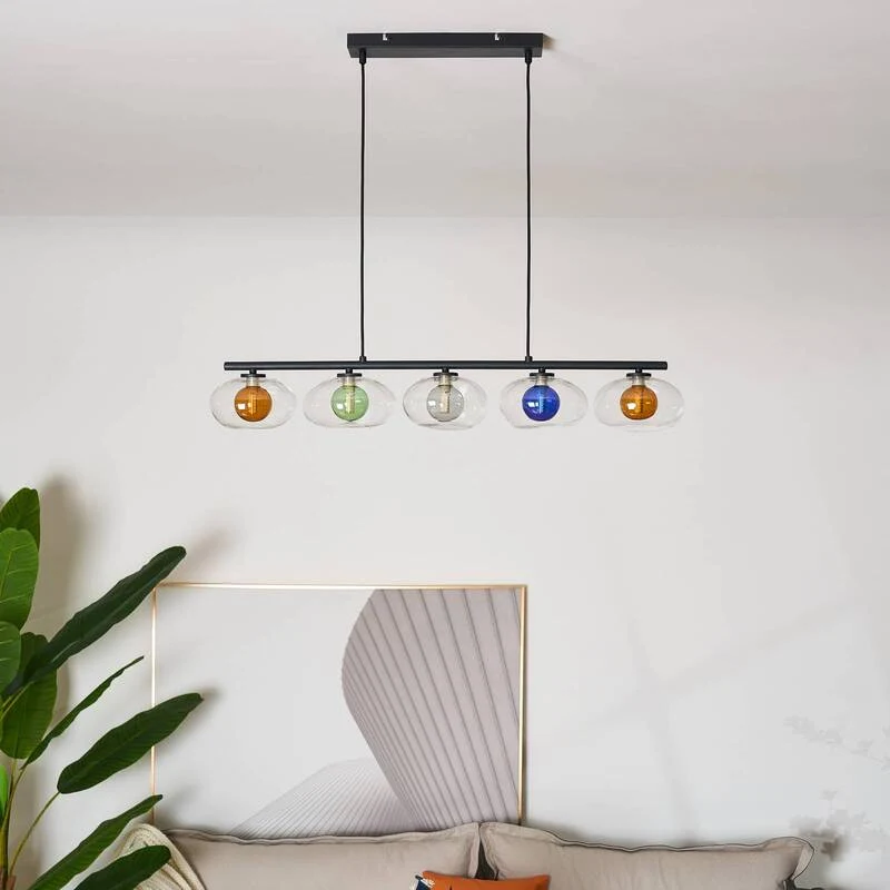 B-Ware Eco-Light Hängeleuchte Pendelleuchte Uranus Glas bunt 98 cm 5-flammig G9 LED