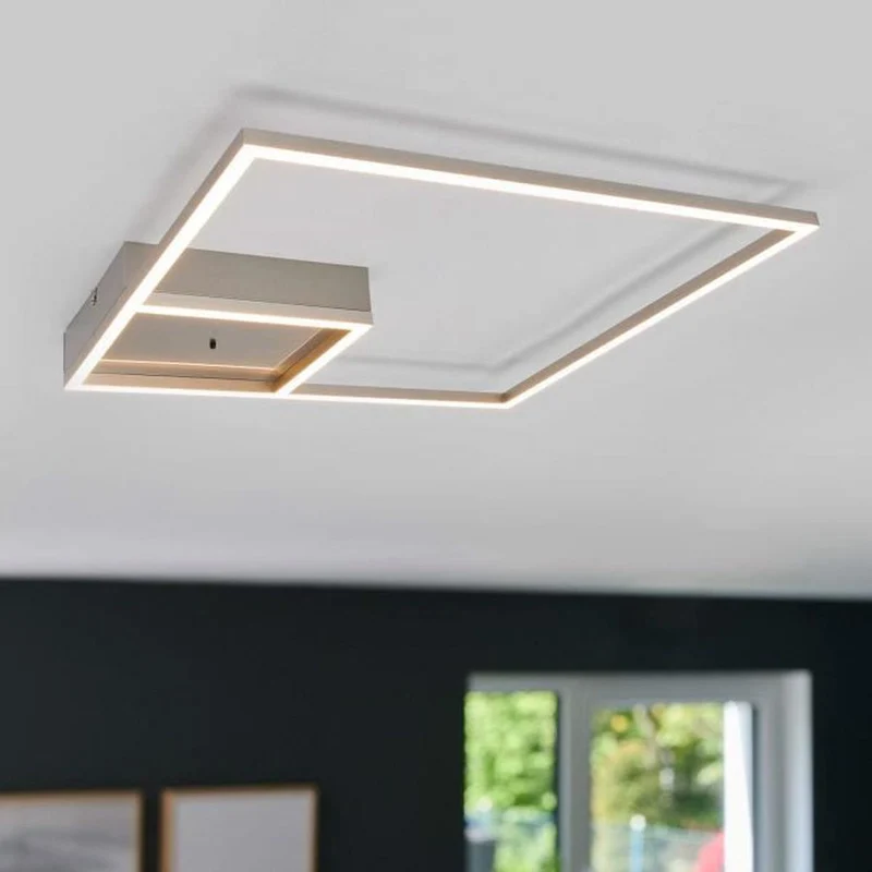 B-Ware Lampenwelt Quadratische LED-Deckenlampe Deckenlampe Lampe Bobi aus Edelstahl