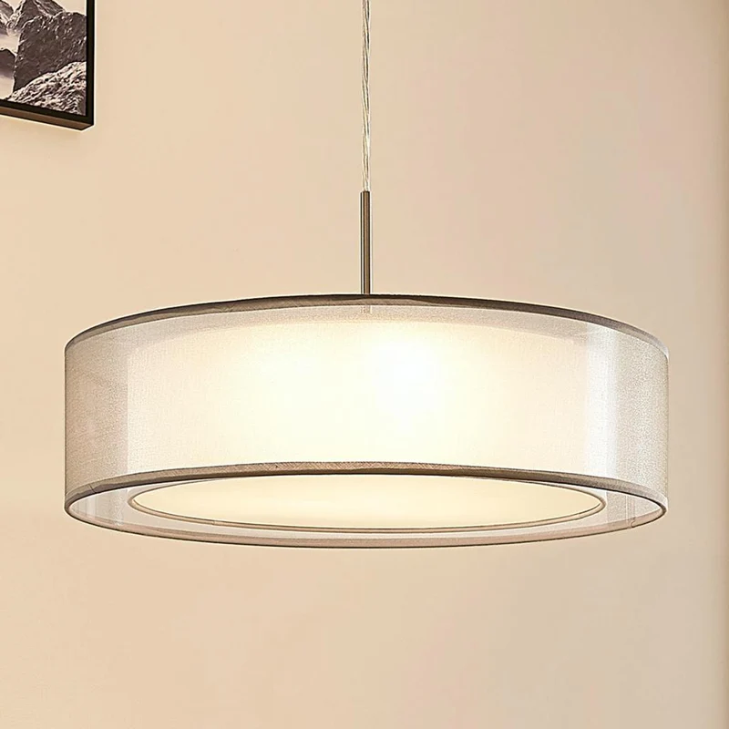 B-Ware Lindby Stoffpendelleuchte Pendelleuchte Lampe Leuchte Amon mit dimmbaren LEDs gr