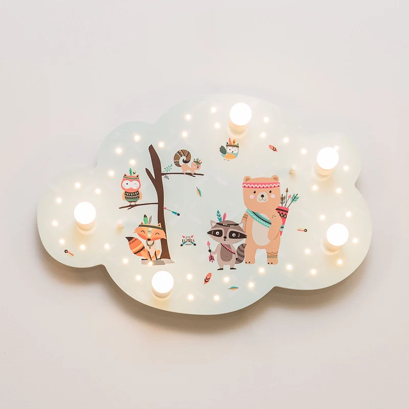 B-Ware Elobra Deckenleuchte Little Indians Bildwolke Mint Holz E14 LED SIEHE TEXT
