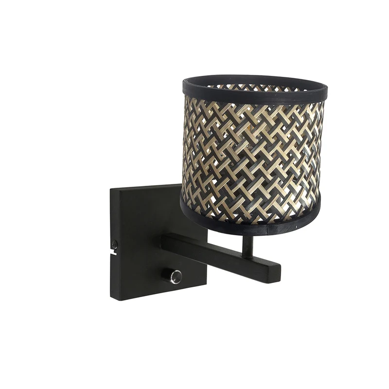 B-Ware Steinhauer Wandleuchte Wandlampe Stang schwarz holz Metall Schalter E27 LED