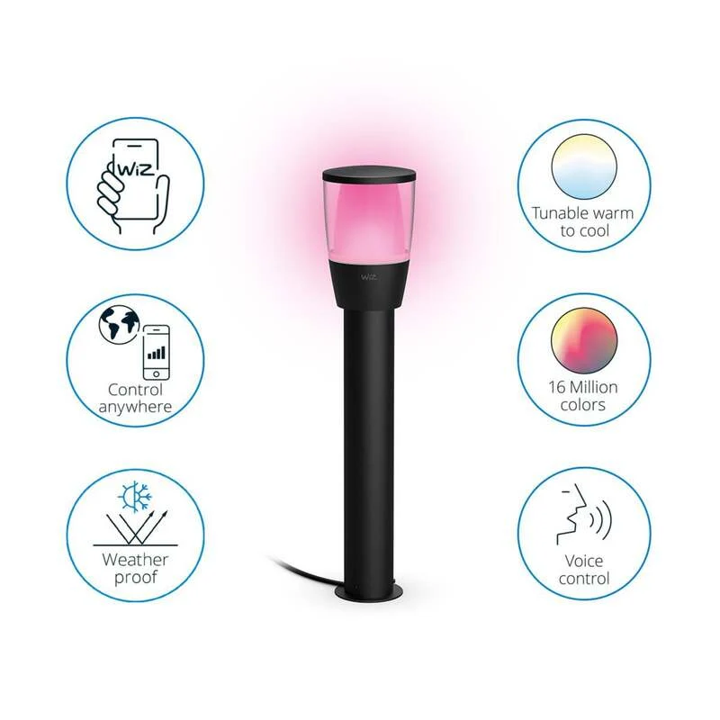 B-Ware WiZ Wegeleuchte Außenlampe LED schwarz RGBW Lampe 51,8 cm Smart Home Erweiterung