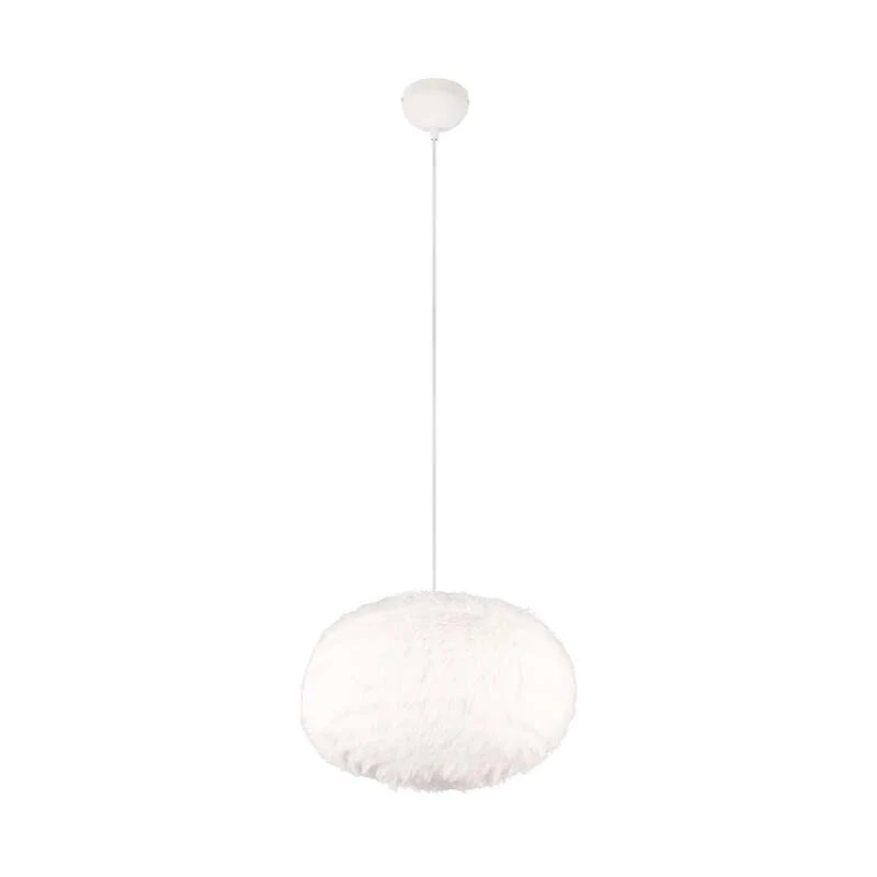 B-Ware reality Hängeleuchte Pendelleuchte Furry sandfarbe Plüsch Ø 50 cm E27 LED Lampe