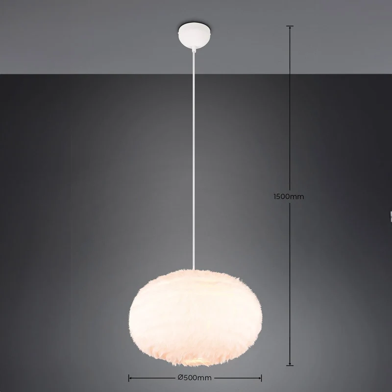 B-Ware reality Hängeleuchte Pendelleuchte Furry sandfarbe Plüsch Ø 50 cm E27 LED Lampe