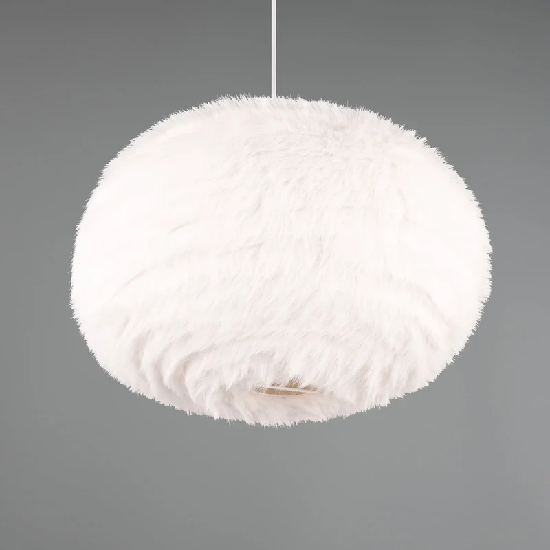 B-Ware reality Hängeleuchte Pendelleuchte Furry sandfarbe Plüsch Ø 50 cm E27 LED Lampe
