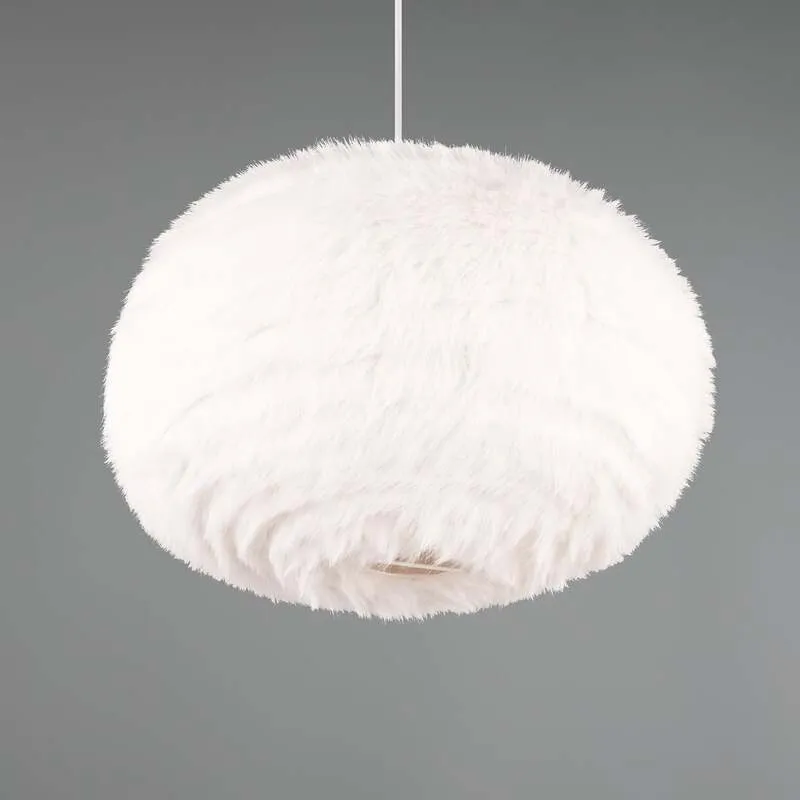 B-Ware reality Hängeleuchte Pendelleuchte Furry sandfarbe Plüsch Ø 50 cm E27 LED Lampe