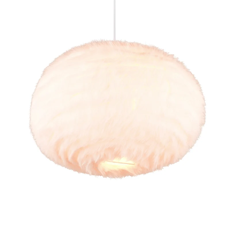 B-Ware reality Hängeleuchte Pendelleuchte Furry sandfarbe Plüsch Ø 50 cm E27 LED Lampe