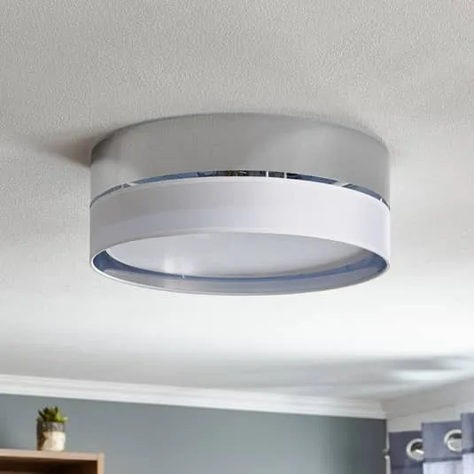 B-Ware Euluna Deckenlampe Deckenlampe Leuchte Lampe 15W Hilton weiß/silber Ø45cm E27